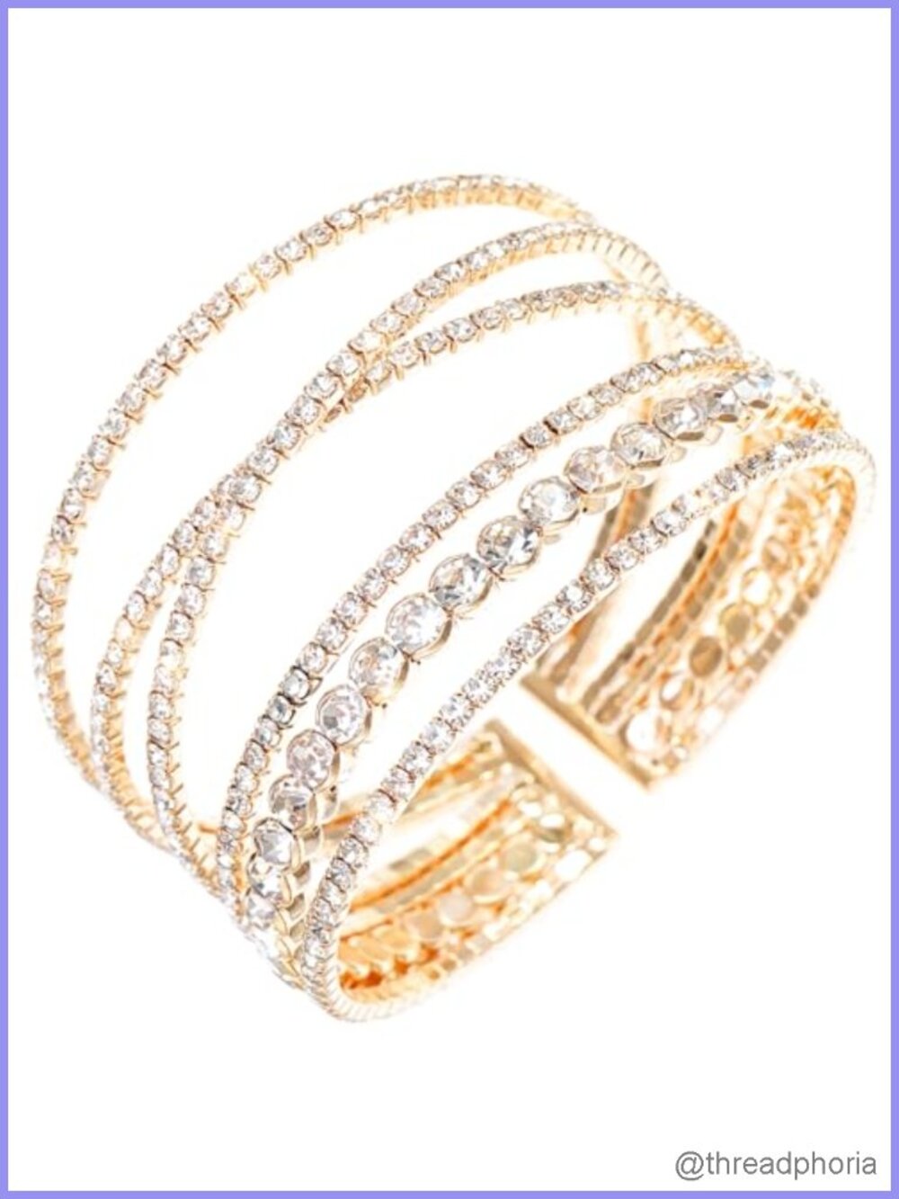 Multilayer Crystal Cuff Bracelet for Women Adjustable Rhinestone Arm Cuff